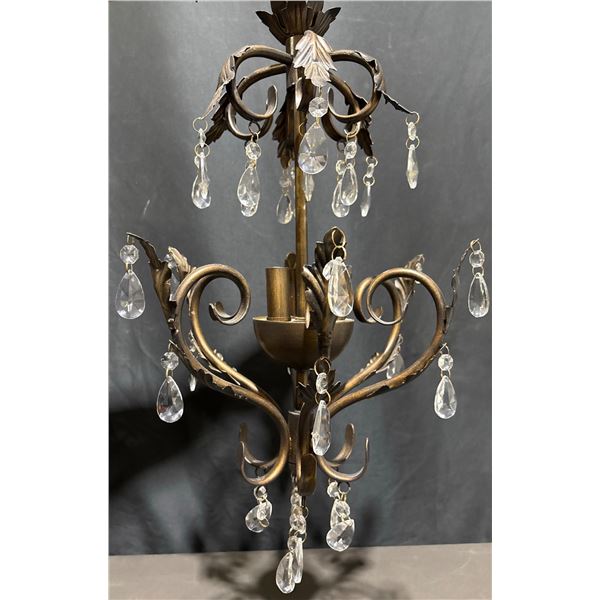 Patio or Garden Suncatcher Chandelier with Metal Frame and Hanging Crystal Prisms