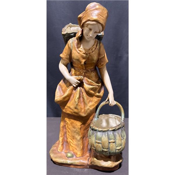 Austria Amphora Porcelain Figurine of Woman with Baskets