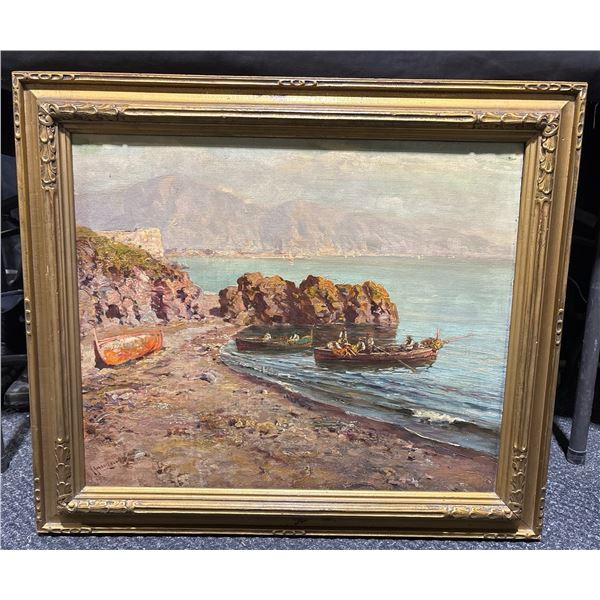 Original 19th Century Signed Seascape Oil on Board