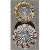 Image 3 : Pressed Glass Creamer, Sugar Bowl, and Lidded Dish with Amber Accents
