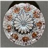 Image 7 : Pressed Glass Creamer, Sugar Bowl, and Lidded Dish with Amber Accents