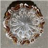 Image 8 : Pressed Glass Creamer, Sugar Bowl, and Lidded Dish with Amber Accents