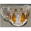 Image 9 : Pressed Glass Creamer, Sugar Bowl, and Lidded Dish with Amber Accents