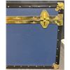 Image 15 : Large Blue Steamer Trunk with Brass Hardware