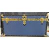 Image 1 : Large Blue Steamer Trunk with Brass Hardware