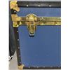 Image 2 : Large Blue Steamer Trunk with Brass Hardware