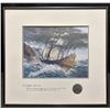 Image 1 : De Liefde Shipwreck Print with Dutch Silver Coin, Matted