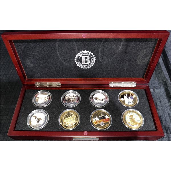 70th Anniversary D-Day Silver Crowns 8-Coin Set in Wooden Display Case