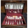 Image 1 : Community Silverplate Flatware Set in Wood Case, Floral Pattern, Anti-Tarnish