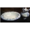 Image 3 : Ernest Large Wash Basin and Pitcher Set Blue Floral Ceramic Marked 1915