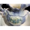 Image 4 : Ernest Large Wash Basin and Pitcher Set Blue Floral Ceramic Marked 1915