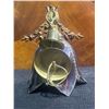 Image 2 : Stained Glass and Brass Hanging Lamp Fixture with Ornate Detailing, 22 Inches Tall