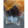 Image 4 : Stained Glass and Brass Hanging Lamp Fixture with Ornate Detailing, 22 Inches Tall