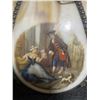 Image 2 : Lotus-Style 16 Inch Wide Slag Glass Hanging Lamp With Decorative Metal and London Scenes