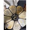 Image 8 : Lotus-Style 16 Inch Wide Slag Glass Hanging Lamp With Decorative Metal and London Scenes