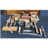 Image 1 : Vintage Woodworking Hand Tools Including Planes, Mallets, Marking Gauges, and Rulers