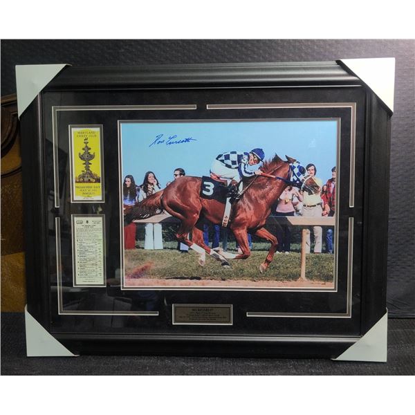 Framed Secretariat Preakness Stakes Photo Signed by Ron Turcotte with COA