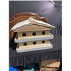 Image 1 : Handcrafted Multi-Level Wooden Purple Martin Birdhouse With 12 Openings And Plastic Roof Accents