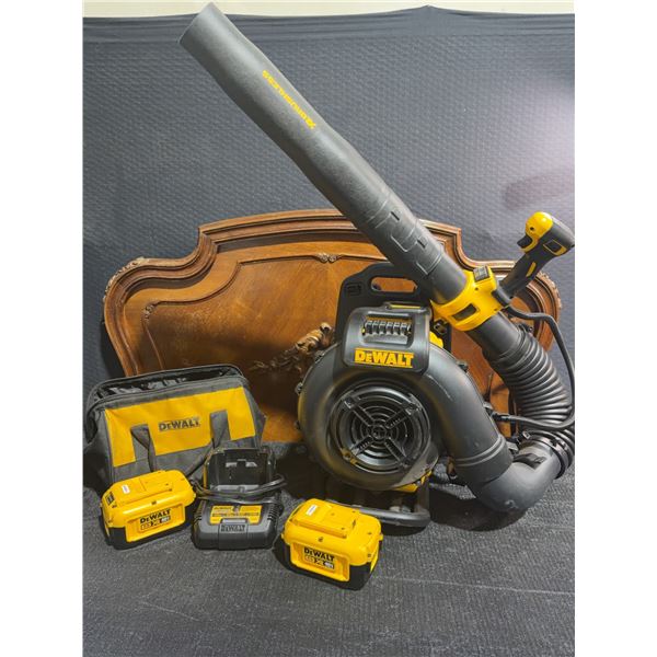 DeWalt DCBL590X1 40V Max Backpack Blower With 3 Batteries, Charger, and Bag