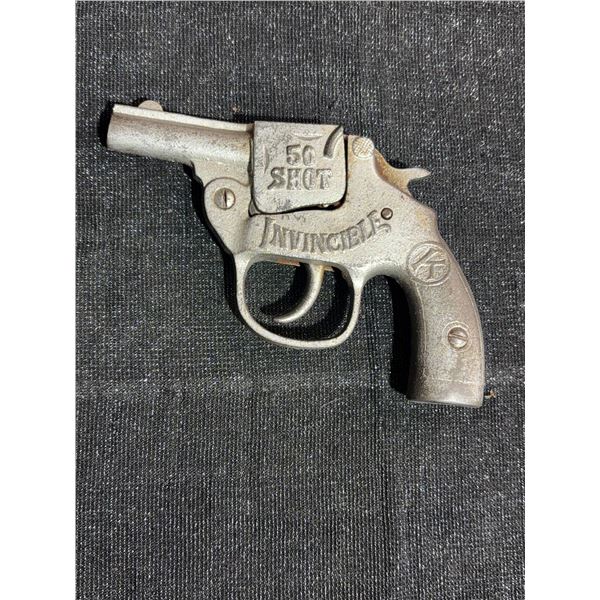 Invincible 50 Shot Cap Gun by Kilgore Cast Metal Toy Pistol