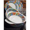 Image 5 : Melamine Dinnerware Set With Geometric Pattern, Assorted Glass Bakeware, Green Glass Cup