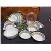 Image 6 : Melamine Dinnerware Set With Geometric Pattern, Assorted Glass Bakeware, Green Glass Cup