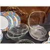 Image 7 : Melamine Dinnerware Set With Geometric Pattern, Assorted Glass Bakeware, Green Glass Cup