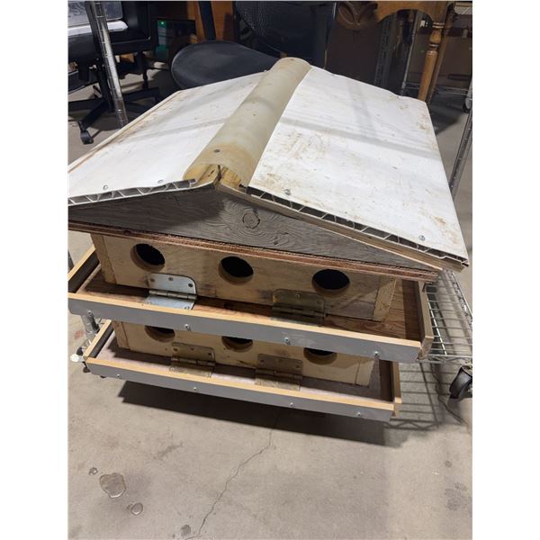 Large Multi-Unit Wooden Purple Martin Birdhouse with White Metal Roof