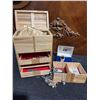 Image 1 : Wooden Jewellery Box With Assorted Costume Jewellery and Digitrex Digital Watch