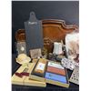 Image 5 : Household Decor and Kitchen Lot With Lamp, Cutting Board, Knife Set, and Candlesticks