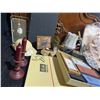 Image 6 : Household Decor and Kitchen Lot With Lamp, Cutting Board, Knife Set, and Candlesticks