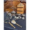 Image 4 : Silverplate Flatware, Tableware, Vanity Set, Spoon Rack, and Floor Lamp Lot
