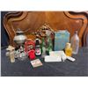 Image 1 : Vintage Bottles, Oil Lamps, and Metal Industrial First Aid Kit Collection