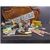 Image 5 : Large Lot Vintage Laundry, Sewing Tools, Spools, Notions, Wash-Dry-Fold Sign