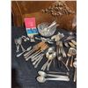 Image 2 : Silver Plate Flatware, Crystal Bowls, Glasses, and Serving Utensils Lot