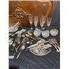 Image 3 : Silver Plate Flatware, Crystal Bowls, Glasses, and Serving Utensils Lot