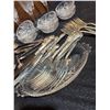 Image 5 : Silver Plate Flatware, Crystal Bowls, Glasses, and Serving Utensils Lot