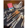 Image 6 : Silver Plate Flatware, Crystal Bowls, Glasses, and Serving Utensils Lot