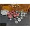 Image 2 : Crystal Glassware Set With Ruby Red Goblets, Irish Coffee Glasses, Bowls