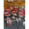 Image 3 : Crystal Glassware Set With Ruby Red Goblets, Irish Coffee Glasses, Bowls