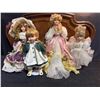 Image 1 : 4 Porcelain Dolls with Period Costumes and Stands