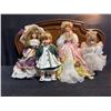 Image 7 : 4 Porcelain Dolls with Period Costumes and Stands