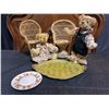 Image 3 : Rosié Artist Bears Pair, Wicker Chairs, Italian Florentine Tray, Plate Set