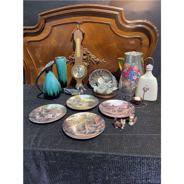 Decorative Plates, Ceramic Pitcher, Vases, Barometer, Duck Figurines and Mixed Decor