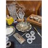 Image 3 : Crystal Decor, Silver Plate Serving Pieces, Flatware Set and Knife Lot