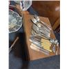 Image 5 : Crystal Decor, Silver Plate Serving Pieces, Flatware Set and Knife Lot