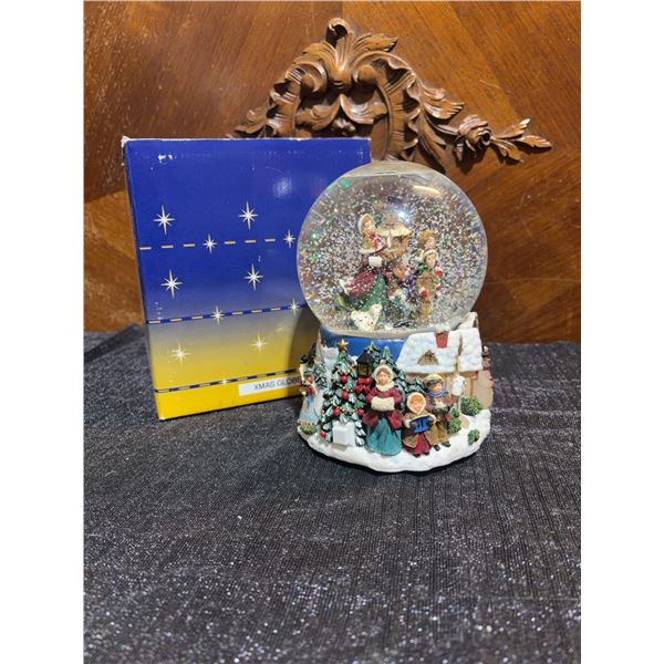 Christmas Musical Snow Globe with Carolers, Children, Santa, Box Included