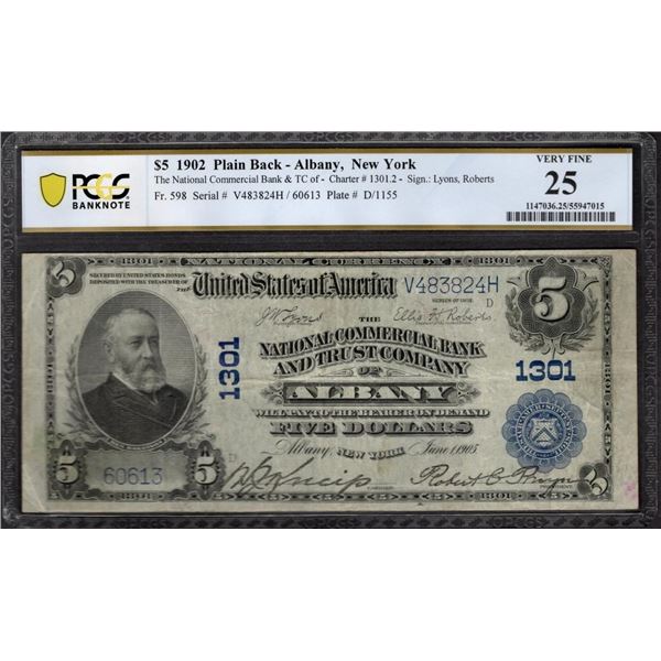 1902 $5 Albany NY National PCGS 25