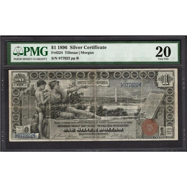 1896 $1 Educational Silver Certificate PMG 20