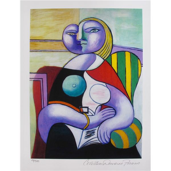 Pablo Picasso LADY IN GREEN STRIPED CHAIR Estate Signed Limited Edition Giclee